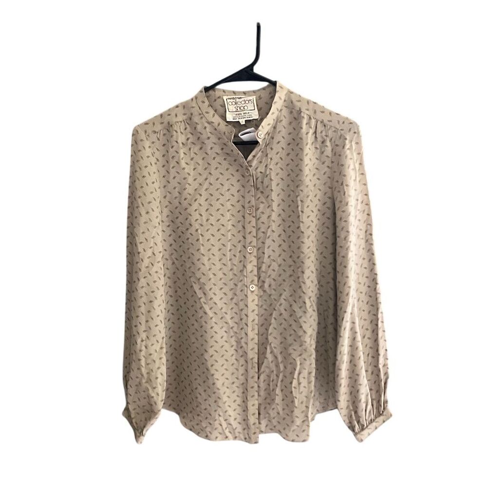 Nordstrom Collectors Shop Vintage 100% Silk Paisley Mandarin Collar Blouse 10